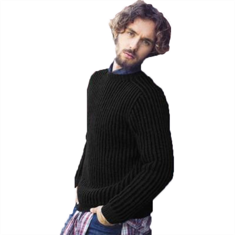 Pull Homme Luxe Winter Male Casual O-neck Slim Black Knit Sweater Mens Fashion Striped Pattern Blue Knitted Pullovers Trui Heren 210604