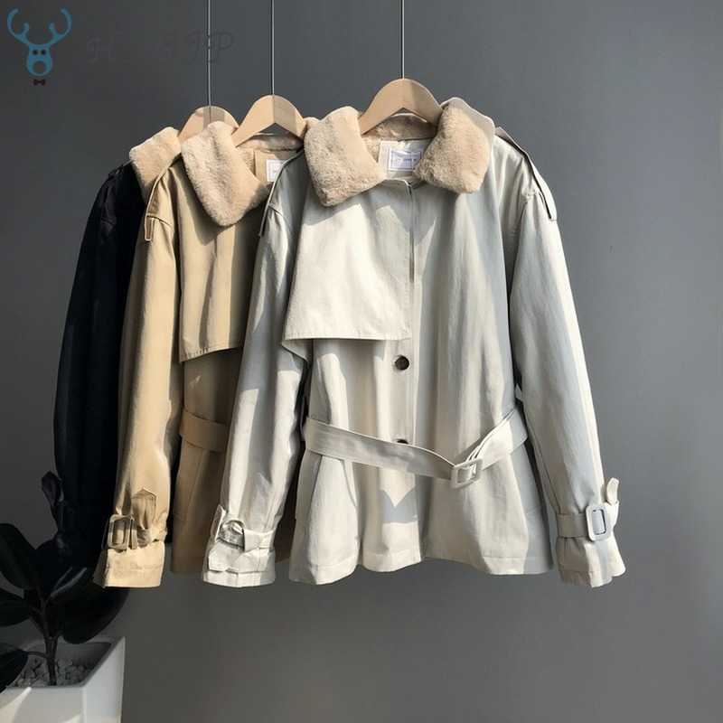 Liner Lalambswool Coat Winter Korean Short Thickened Warm Cotton Rabbit Fur Collar Jacket with Belt 210607, Khaki
Liner Lalambswool Coat Winter Korean Short Thickened Warm Cotton Rabbit Fur Collar Jacket with Belt 210607, Khaki