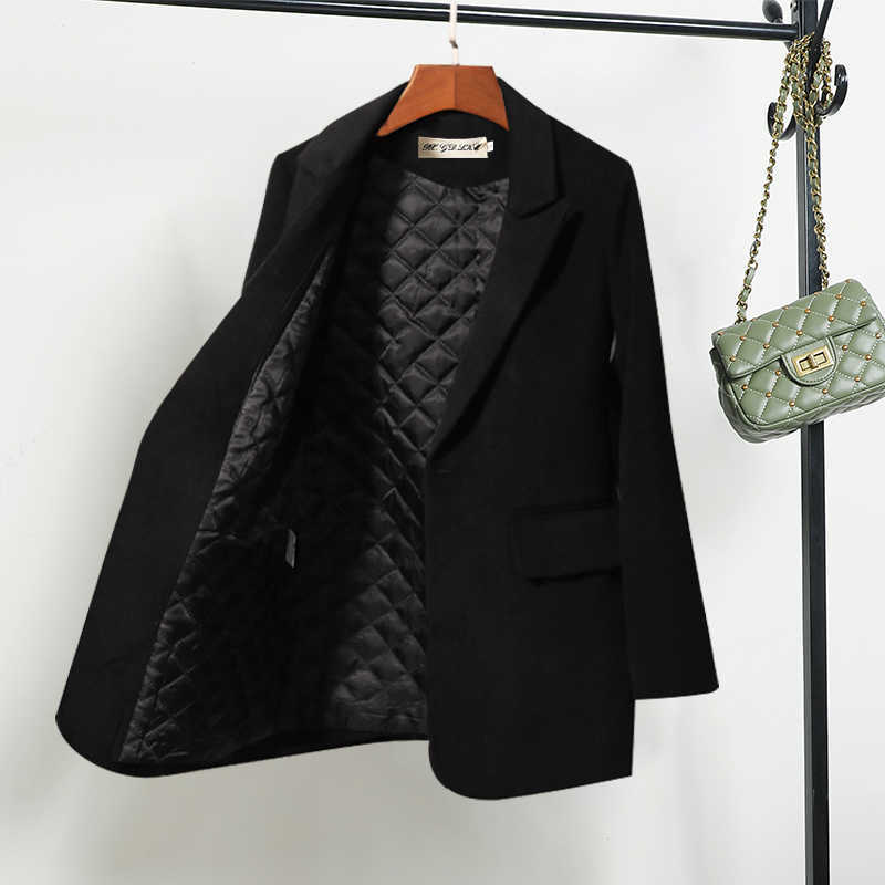 Ladies Suit Jacket High Quality Female Office Blazer Autumn and Winter Casual Thick Long-sleeved Woolen Coat 210527, Black
Ladies Suit Jacket High Quality Female Office Blazer Autumn and Winter Casual Thick Long-sleeved Woolen Coat 210527, Black