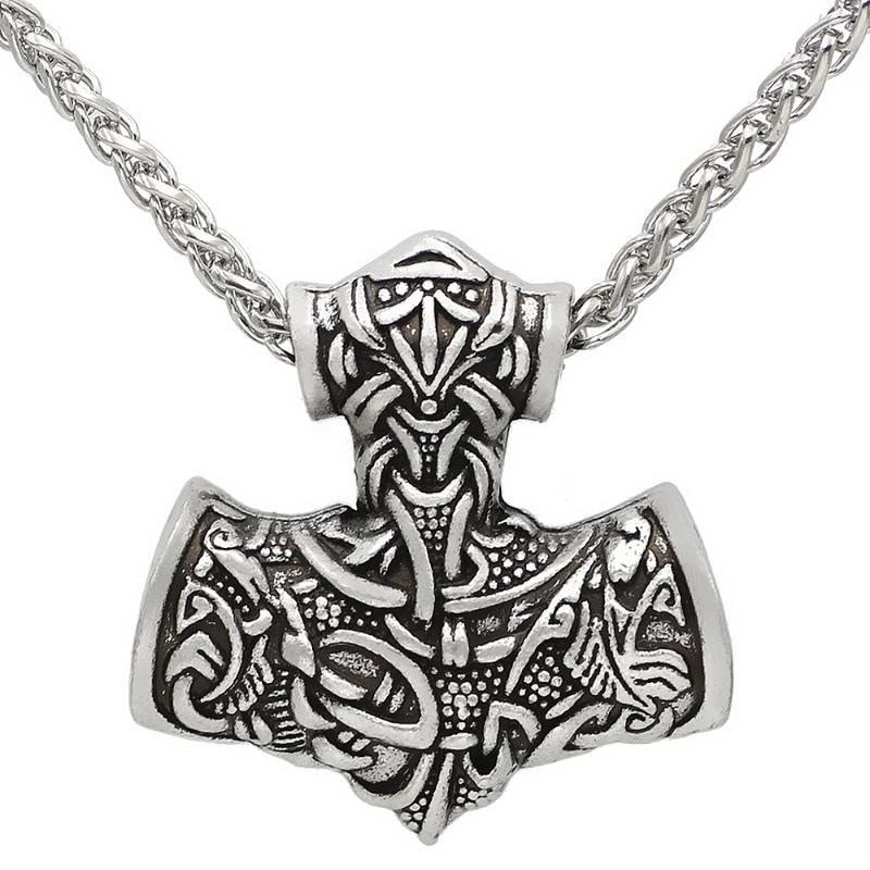 Pendant Necklaces Exquisite Norse Mythology Viking Celtic Knot Pattern Hammer Strong Men Jewelry Necklace, Silver
Pendant Necklaces Exquisite Norse Mythology Viking Celtic Knot Pattern Hammer Strong Men Jewelry Necklace, Silver