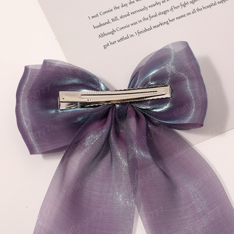 Fashion Bowknot Hairclip For Woman Bright Silk Yarn Streamers Vintage Hair Rope Hairpin Female Hair Scrunchies Hair Accessories