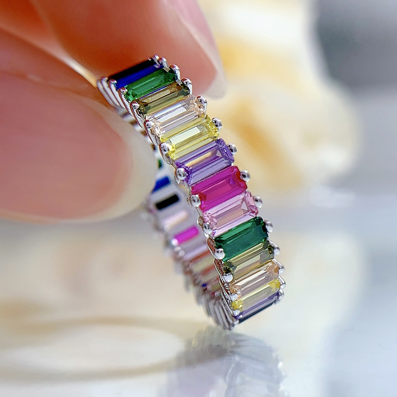 Eternity Colorful Gemstones Ring 100% Original 925 sterling silver Wedding band Rings for Women Bridal Promise Jewelry Gift
Eternity Colorful Gemstones Ring 100% Original 925 sterling silver Wedding band Rings for Women Bridal Promise Jewelry Gift