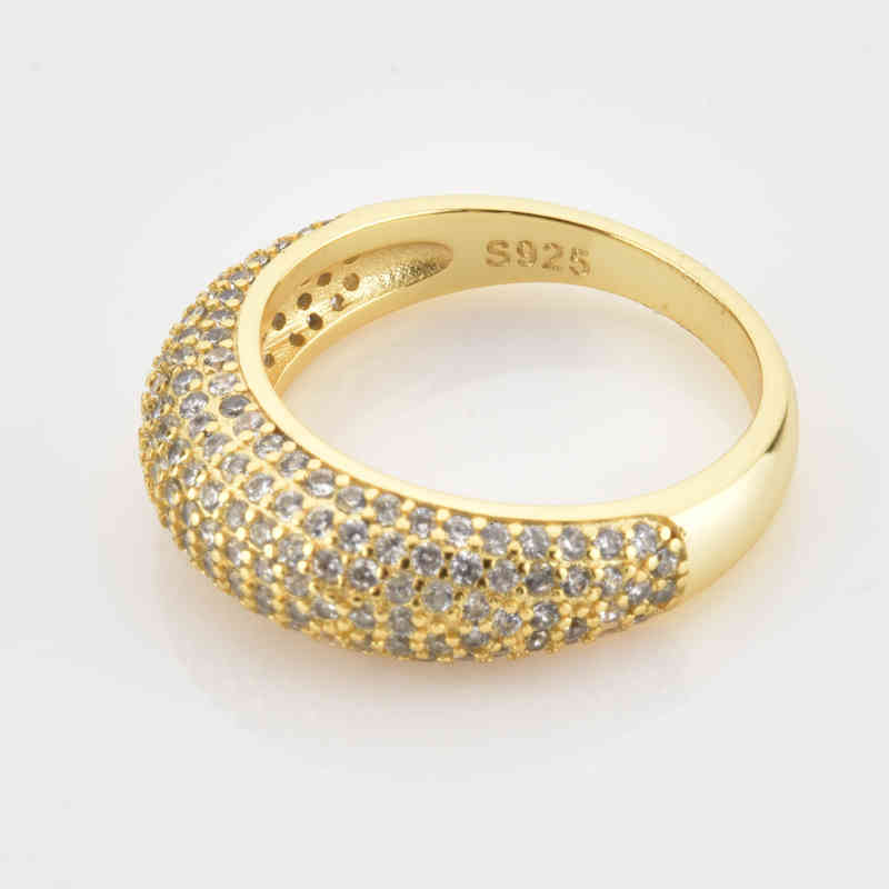 Dplaopa 925 Sterling Silver Thin Dome Ring Pave Zircon Cz 2024 Women Rock Punk Double Jewelry for Party