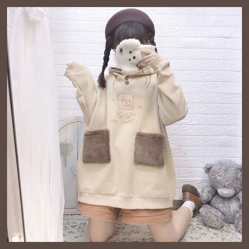 2021 New Deeptown Kawaii Hoodies Women Winter Cute Print Plus Veet Sweatshirt Long Sleeve Splice Tops Style Casual Pullover 0fgr, Apricot
2021 New Deeptown Kawaii Hoodies Women Winter Cute Print Plus Veet Sweatshirt Long Sleeve Splice Tops Style Casual Pullover 0fgr, Apricot