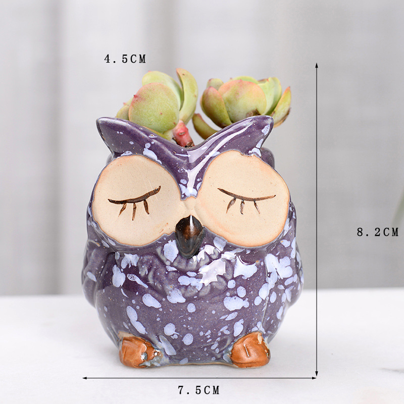Owl Ceramic Empty Pot Cactus Flower Pots Cartoon Colorful Succulent Plant For Desktop 6 Style Free shipping