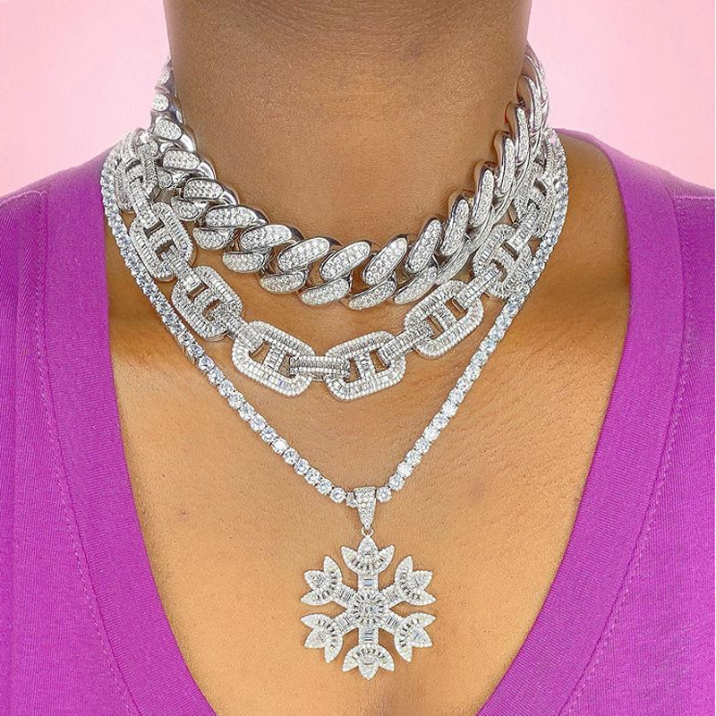 Hiphop Iced Out Bling 5A CZ Cubic Zirconia 18mm Width Cuban Link Chain Necklace Big Heavy Chunky Choker Jewelry For Women Men