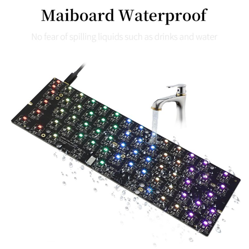 RGB LED Backlit Wired Mechanical KeyboardPortable Compact Waterproof Mini Gaming Keyboard 61 PBT Keycaps Gateron Switcs
