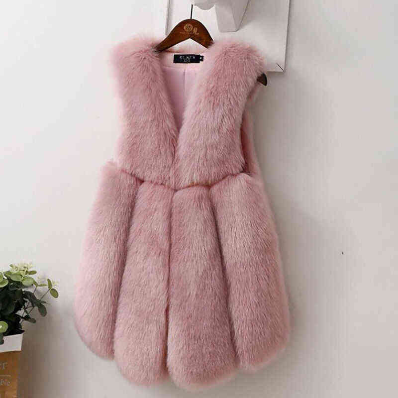 Women's Vests Winter Fur Coat Oversized Sleeveless Jacket Female Warm Fashion Casual Artificial 211120