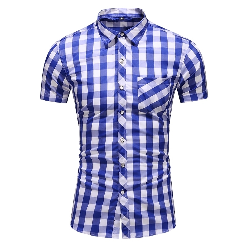 M6XL 7XL mens shirts casual slim fit hawaiian shirt men summer shirt new style plaid short sleeve men clothing shirt