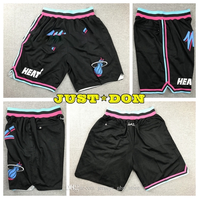 Mens JUST DON Pocket Basketball Shorts Stitched CIty Black Edition Pocket Miami\rHeat\rShorts Lining Mesh Sports Pocket Sweatpants 02