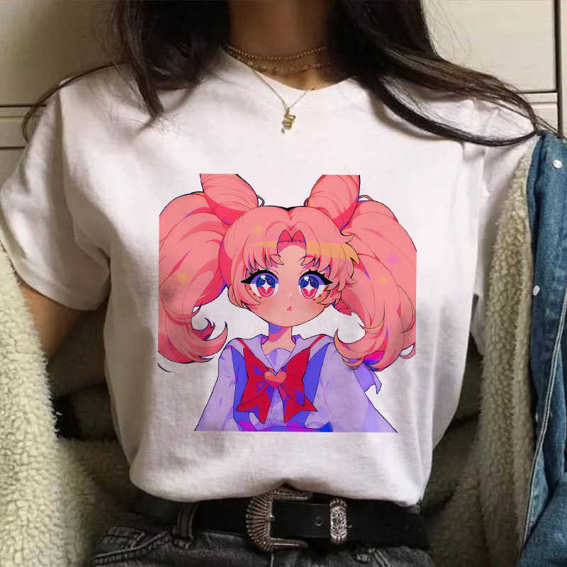Tops kawaii Sailor Moon Graphic T-shirt Women Japan Anime Tshirt 2021 Fashion Harajuku Aesthetic White tshirt Female T Shirt X0527
