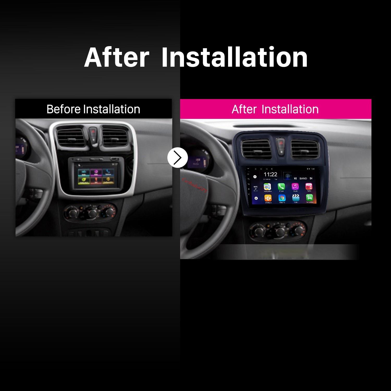 Car Dvd Player for Renault Sandero 2012-2017 Multimedia System Gps Naviagation 9 Inch Touch Screen Stereo Support Steer Wheel Control Obd