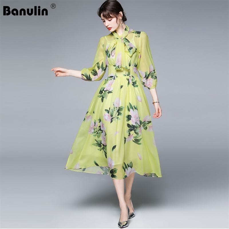 Banulin Women Fashion Runway Floral Chiffon Dress Female Summer Puff Sleeve Chic Print Holiday Bohemian Midi 210603, Yellow
Banulin Women Fashion Runway Floral Chiffon Dress Female Summer Puff Sleeve Chic Print Holiday Bohemian Midi 210603, Yellow