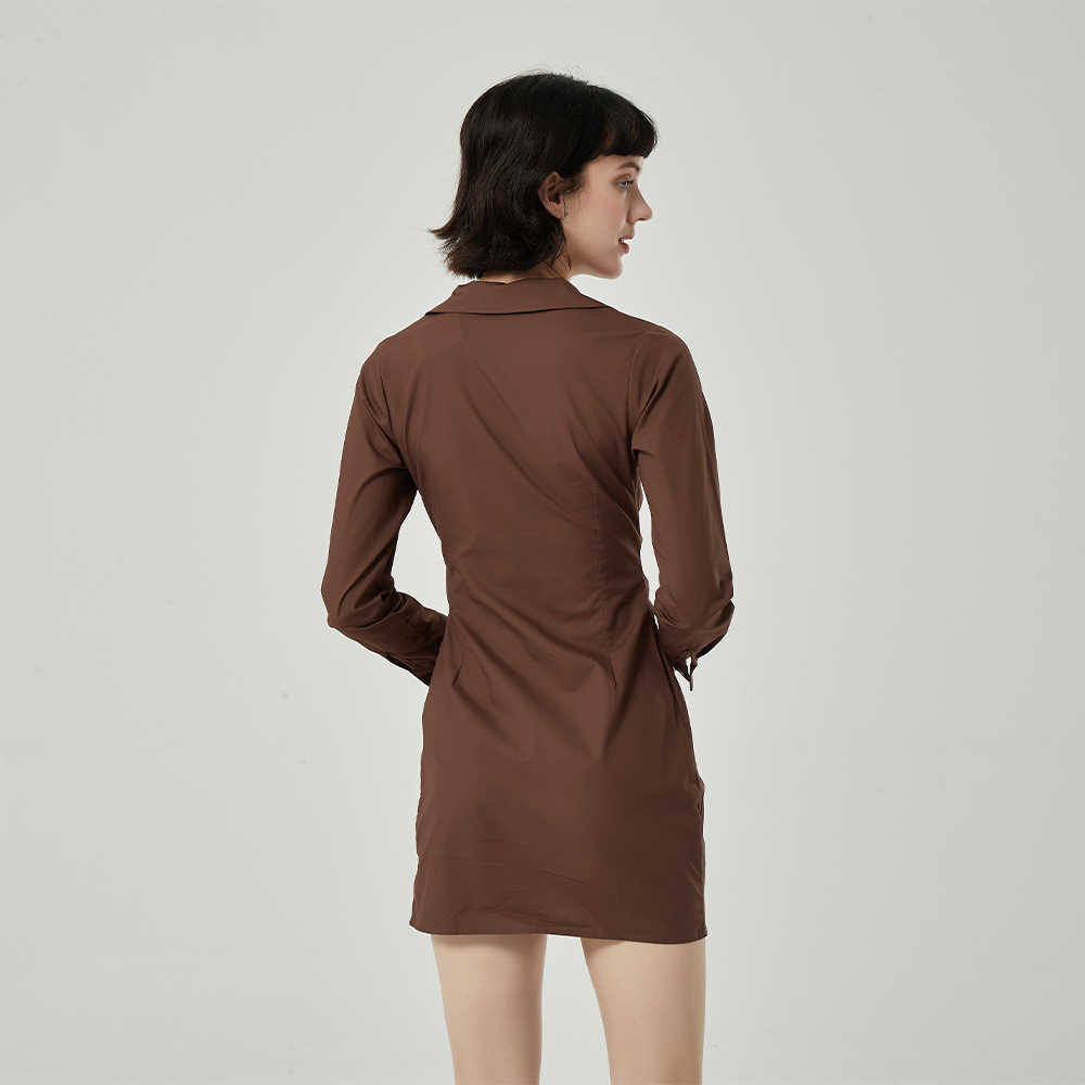 Summer Dress Women Long Sleeves elegant Casual Fashion Chic Lady Woman Shirt Dress Draped Dresses Robe Femme 210709