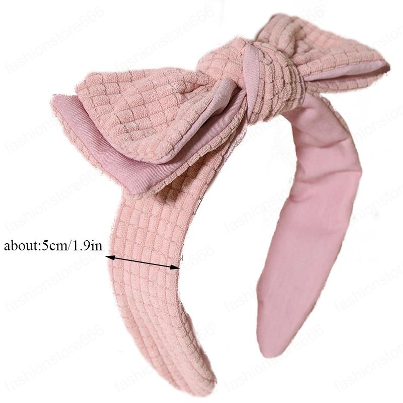 Korean Style Sweet Double Bow Headband Women Fashion All-match Face Wash Hair Hoops New Solid Color Headwear Hair Accessories
