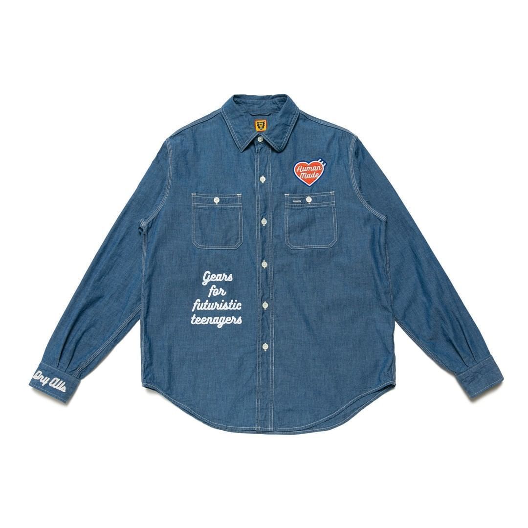 Hot Wcib on the Way Human Made Chambray Coarse Cloth Fadou Dog Embroidery Long Sleeve Denim Shirt Fashion Brand, Blue
Hot Wcib on the Way Human Made Chambray Coarse Cloth Fadou Dog Embroidery Long Sleeve Denim Shirt Fashion Brand, Blue