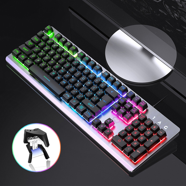 Gaming Keyboard & Mouse & Headphone Mechanical Feeling RGB LED Backlit Gamer Keyboards USB Wired Keyboard for Game PC Laptop Computer