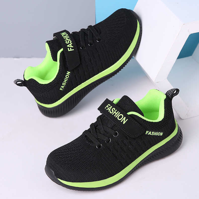 2021 Fashion Kids Sport Shoes Boys Hook&loop Running Sneakers Breathable Mesh Casual Children Walking Boys Shoes Kids Shoes Girl G0908