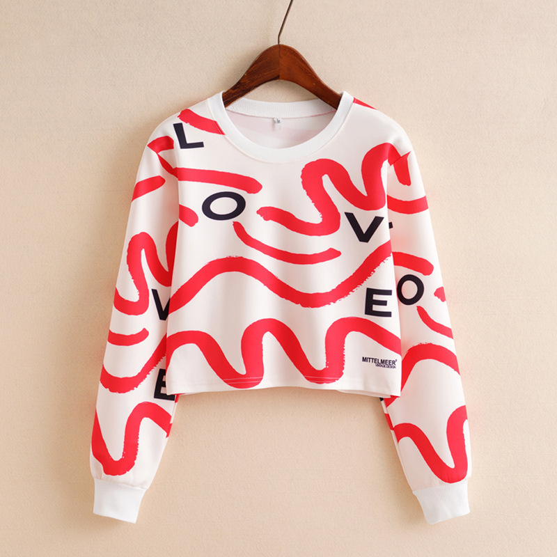 QRWR Sweatshirt Women Autumn New Fashion Printing O Neck Long Sleeve Hoodies Casual Cropped Women Sweatshirts 201212