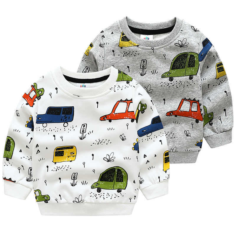 Kids Boys Hoodies Fashion Spring Autumn O-Neck Long Sleeve Full Print Bus Pullover Casual Sweatshirts For 2-10Year 210529