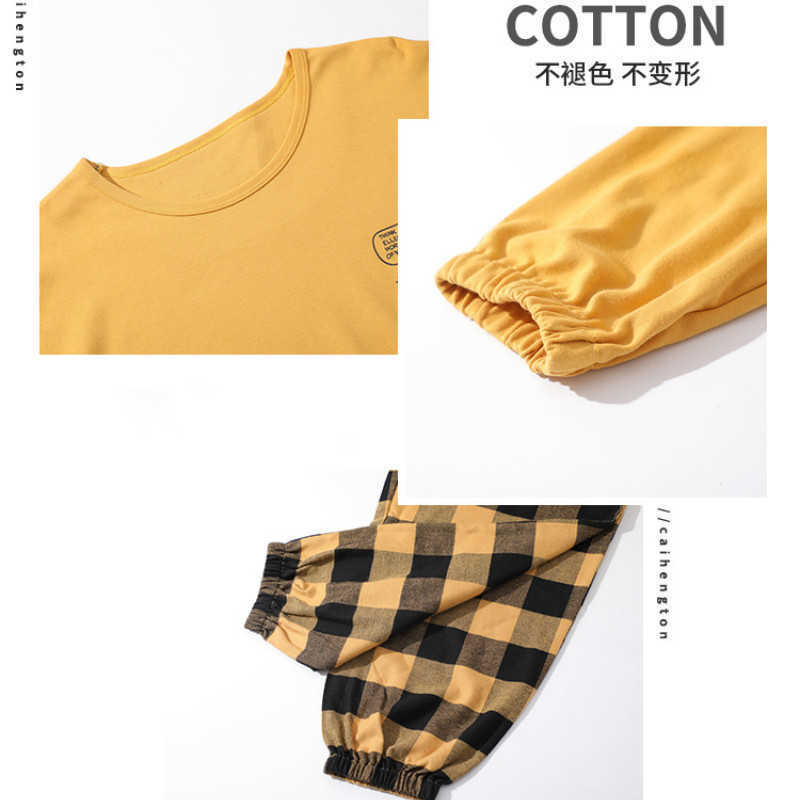 Women Cotton Pajamas Set Cute Cartoon Homewear Home Clothes Lounge Wear Autumn Long Sleeve Female Sleepwear 210924