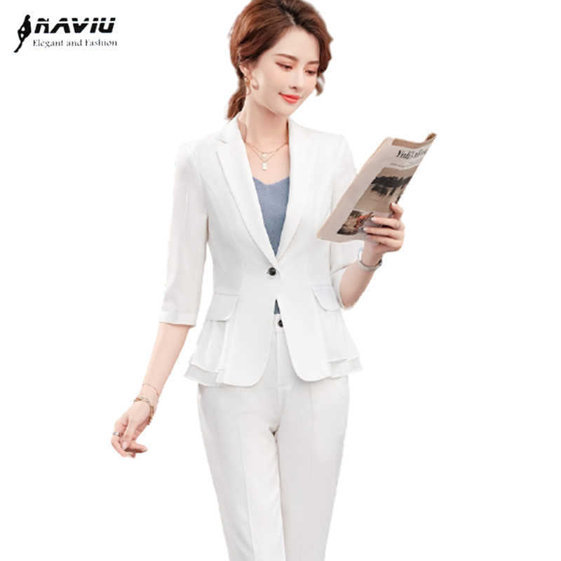 White Suit Thin Temperament Business Formal Half Sleeve Slim Blazer And Skirt Office Ladies Work Wear Black 210604, Black coat and pants
White Suit Thin Temperament Business Formal Half Sleeve Slim Blazer And Skirt Office Ladies Work Wear Black 210604, Black coat and pants