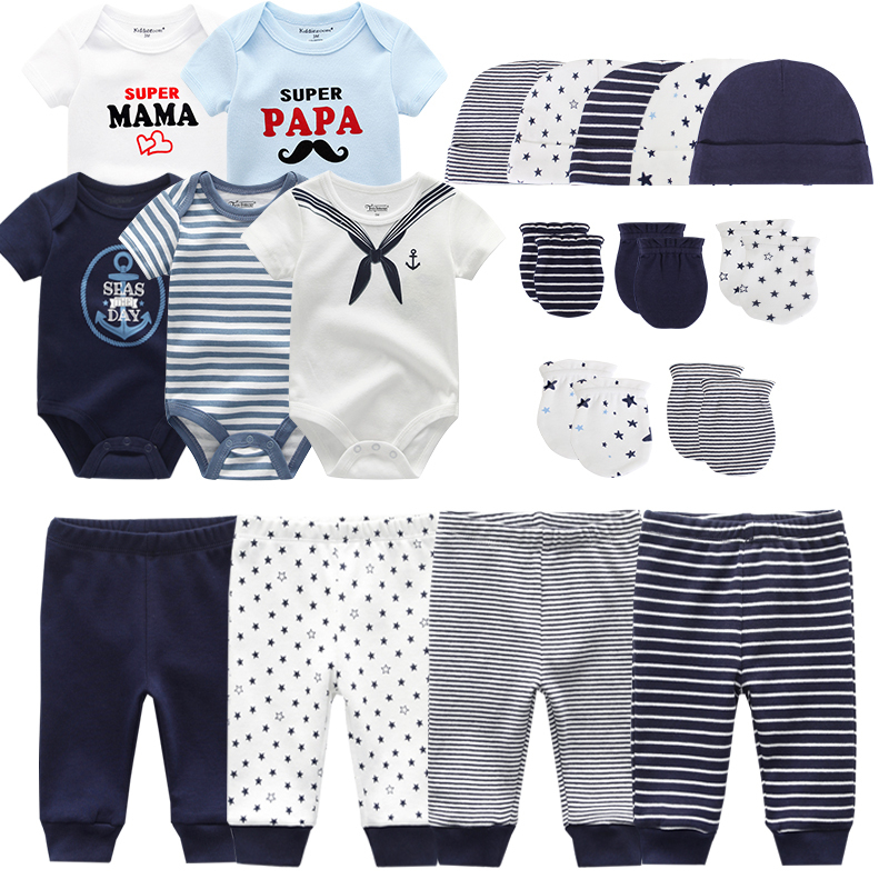 0-6 Months born Set Baby Boy Clothes Suit Jumpsuits+Pants+Hat+Gloves Infant Girl Birth Outfit ropa Onsies Sets Summer 220217