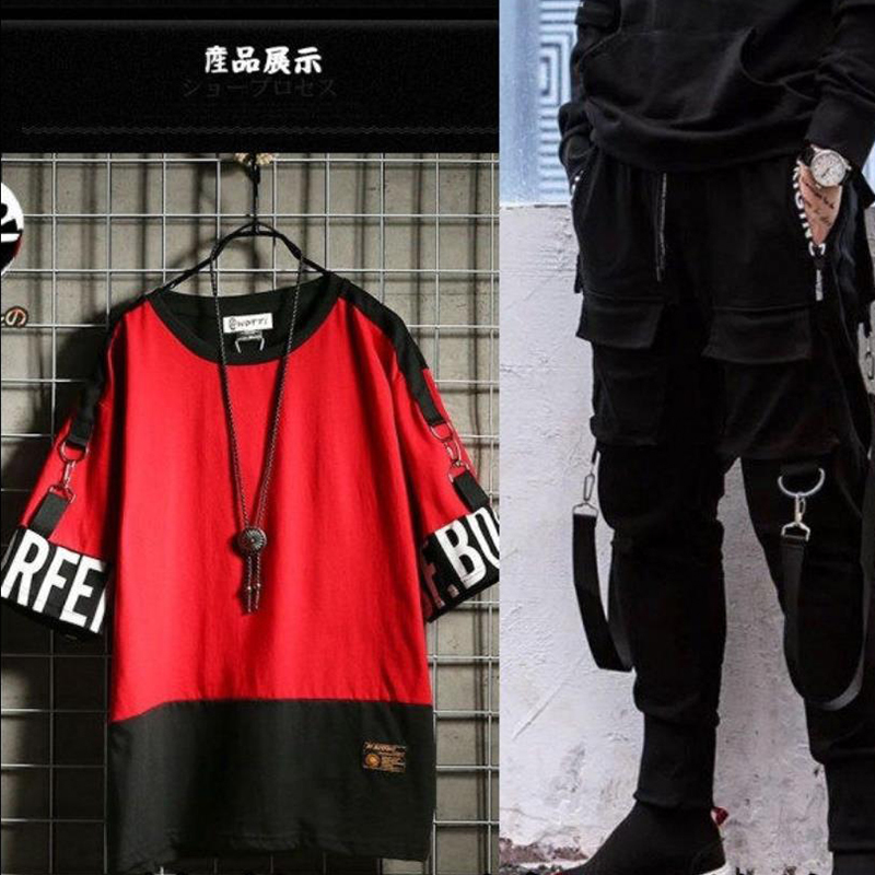 Two-piece suit long sleeve sweatshirt overalls men hip-hop loose jacket Tops clothes Tops and pants Sweatpants Set for Boys 201210