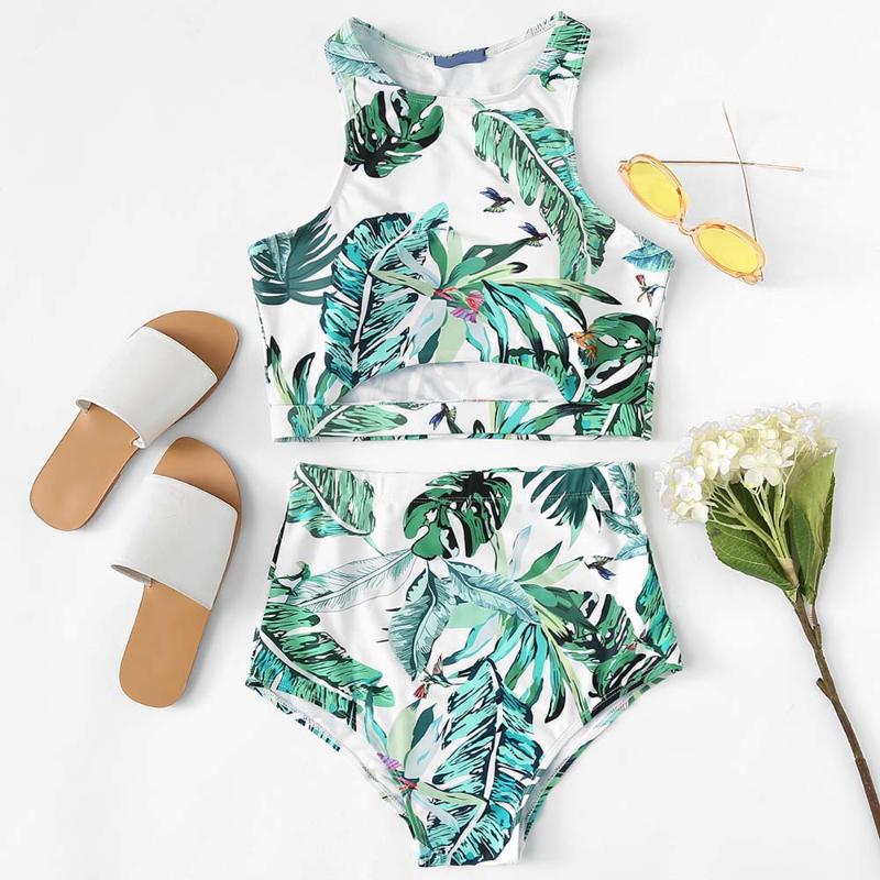 Women' Swimwear Retro High Neck Push Up Bikini Set Print Waist Women Cut Out Swimsuit Beach Wear Vintage Bathing Suit, Green
Women' Swimwear Retro High Neck Push Up Bikini Set Print Waist Women Cut Out Swimsuit Beach Wear Vintage Bathing Suit, Green