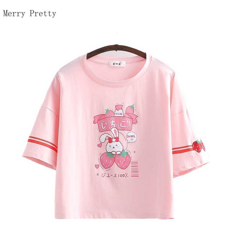 Pink Harajuku Strawberry Rabbit Print Crop Tops Women Summer Short Sleeve O-neck Sweet Style Kawaii Cute Cotton T Shirts 210526, White
Pink Harajuku Strawberry Rabbit Print Crop Tops Women Summer Short Sleeve O-neck Sweet Style Kawaii Cute Cotton T Shirts 210526, White