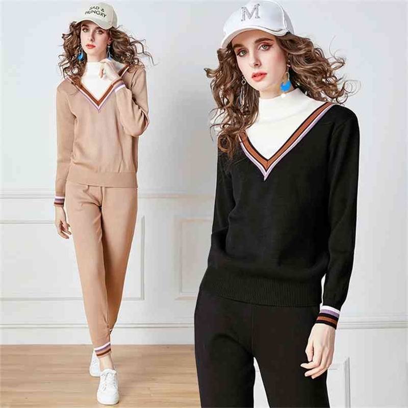 Patchwork Vintage Half Turtleneck Knitted Sweater With Pants Two piece Set Women Fall Winter Casual Striped Tracksuit 210602, Coral red
Patchwork Vintage Half Turtleneck Knitted Sweater With Pants Two piece Set Women Fall Winter Casual Striped Tracksuit 210602, Coral red