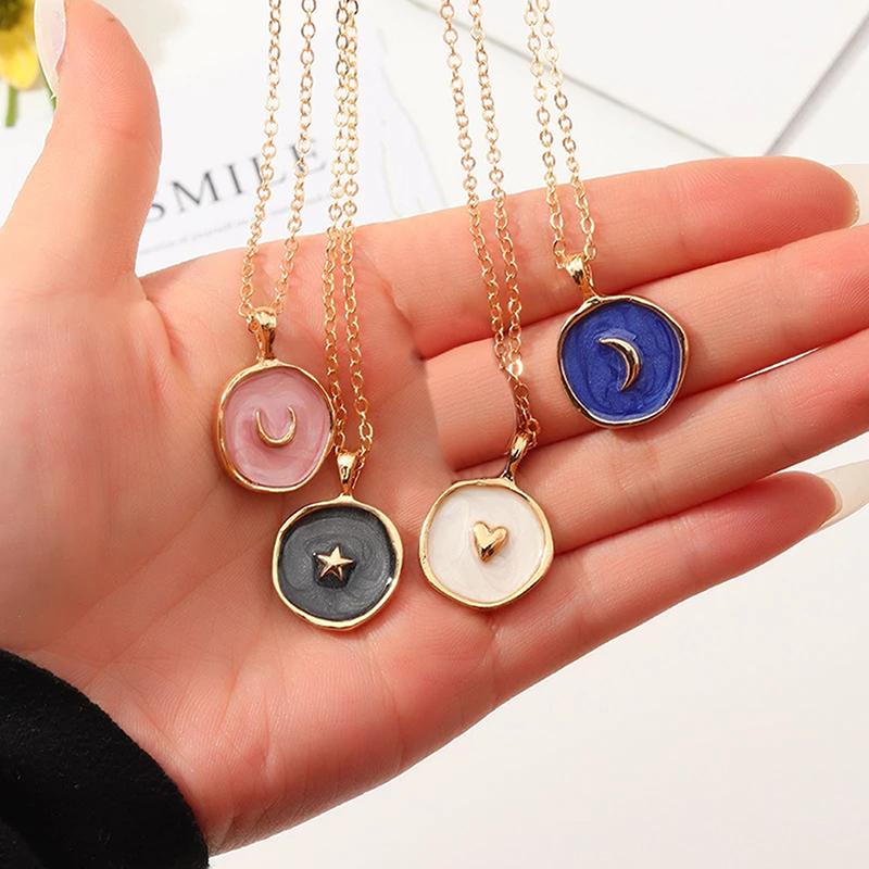 Pendant Necklaces Simple Stars Moon Heart Fashion Ladies Alloy Drip Long Chains Round For Girls Lover 
Pendant Necklaces Simple Stars Moon Heart Fashion Ladies Alloy Drip Long Chains Round For Girls Lover
