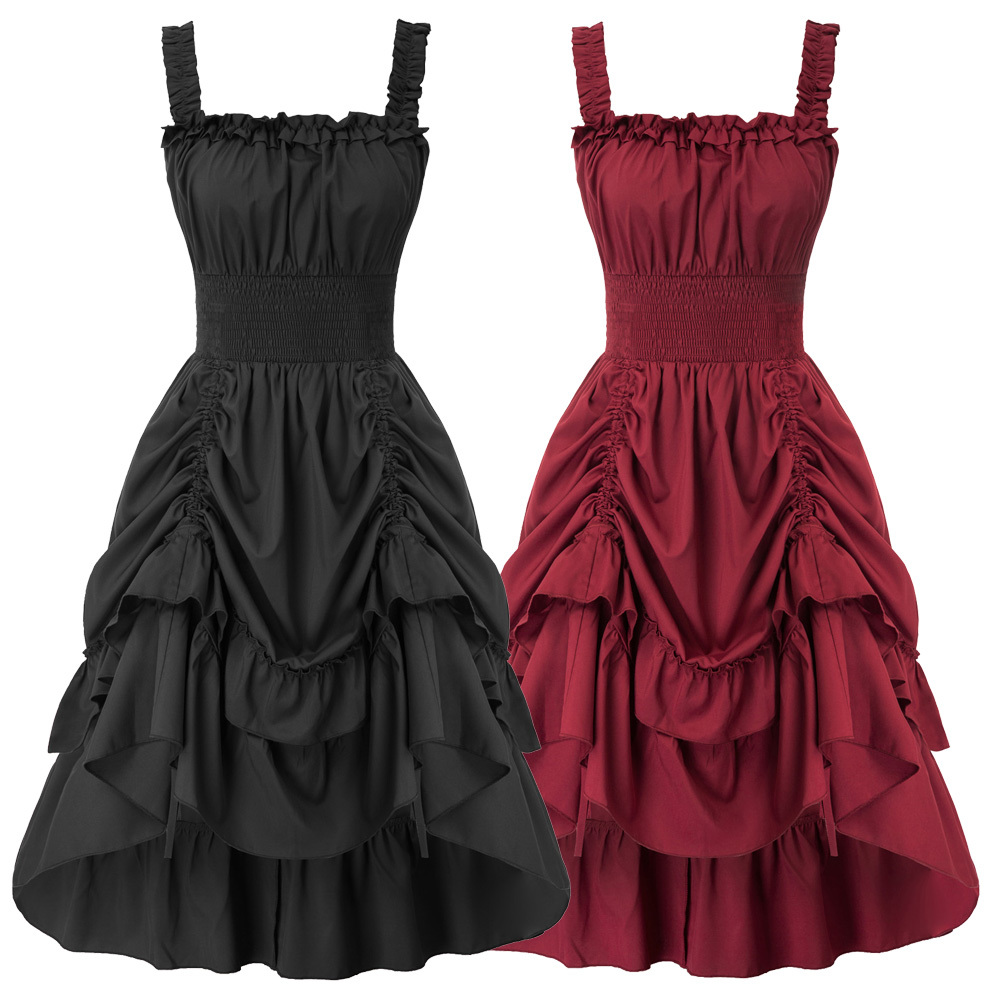 Summer Dresses Women Renaissance Dress Gathered Dresses Clothes Square Neck Smocked Waist A-Line Solid Adjustable Lady Retro New J0125, Wine
Summer Dresses Women Renaissance Dress Gathered Dresses Clothes Square Neck Smocked Waist A-Line Solid Adjustable Lady Retro New J0125, Wine