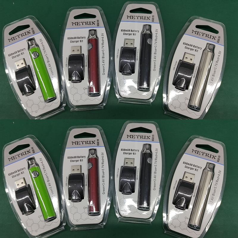 Metrix Preheat Battery Blister Kit 650mAh Vertex Preheating Variable Voltage VV Batteries USB Charger Vape Pen For 510 Thick Oil Cartridges
Metrix Preheat Battery Blister Kit 650mAh Vertex Preheating Variable Voltage VV Batteries USB Charger Vape Pen For 510 Thick Oil Cartridges