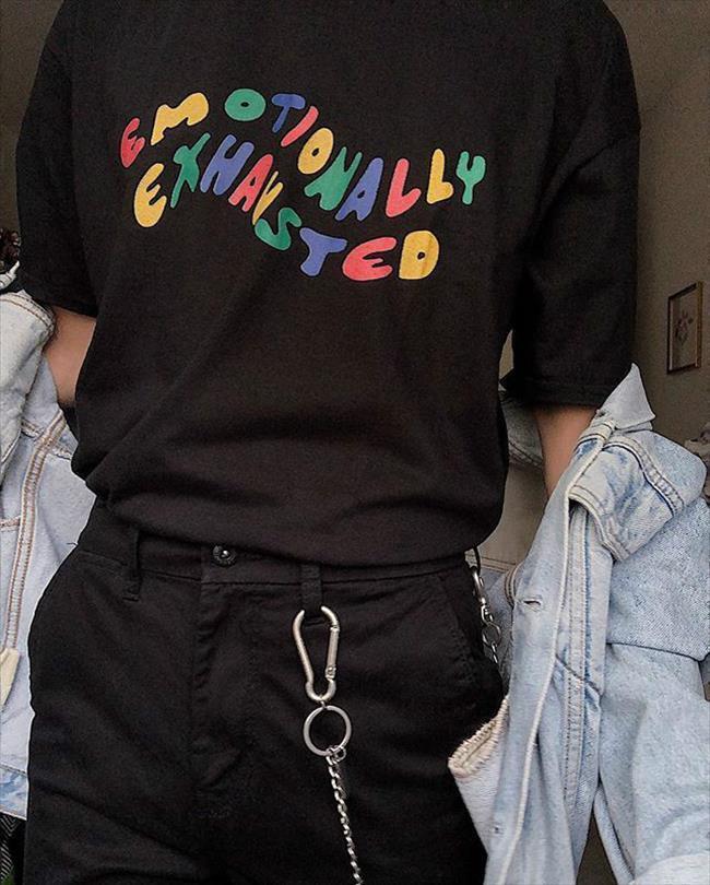 kuakuayu hjn emotionally exhausted colorful mens printed tumblr grunge black tee cute summer street wear, White;black
kuakuayu hjn emotionally exhausted colorful mens printed tumblr grunge black tee cute summer street wear, White;black