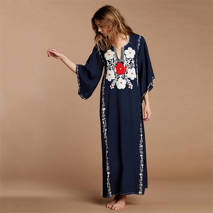 Embroidery Lace-up Loose Long Beach Dress Women Boho Summer Casual Brazilian Bathing Suit Coverup Pullover Swimsuit 210604, As show
Embroidery Lace-up Loose Long Beach Dress Women Boho Summer Casual Brazilian Bathing Suit Coverup Pullover Swimsuit 210604, As show