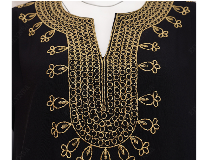 100% Cotton Elegant Embroidered Mandarin Collar Short Sleeve Side Split Summer Dress Women Street Wear Casual Maxi Dress N1154 210303