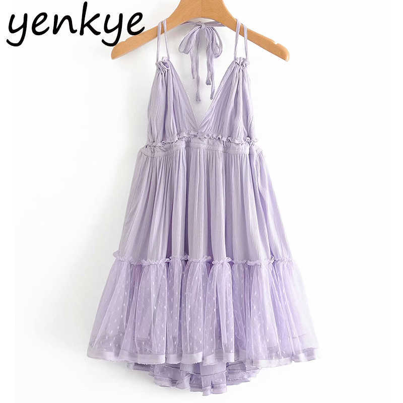 Sexy Backless Sling Beach Dres Mesh Patchwork Halter Holiday Summer vestido Short Sundress robe femme Plus Size 210608, Purple
Sexy Backless Sling Beach Dres Mesh Patchwork Halter Holiday Summer vestido Short Sundress robe femme Plus Size 210608, Purple