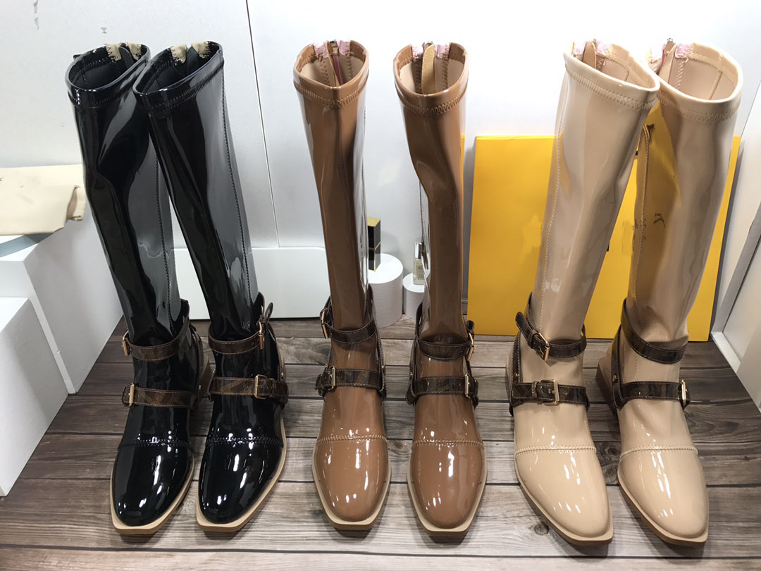 Top luxury - F High Heels Boot Women Knee-high Slip-on Waterproof Low Solid fashion latest female Rain Boots от DHgate WW