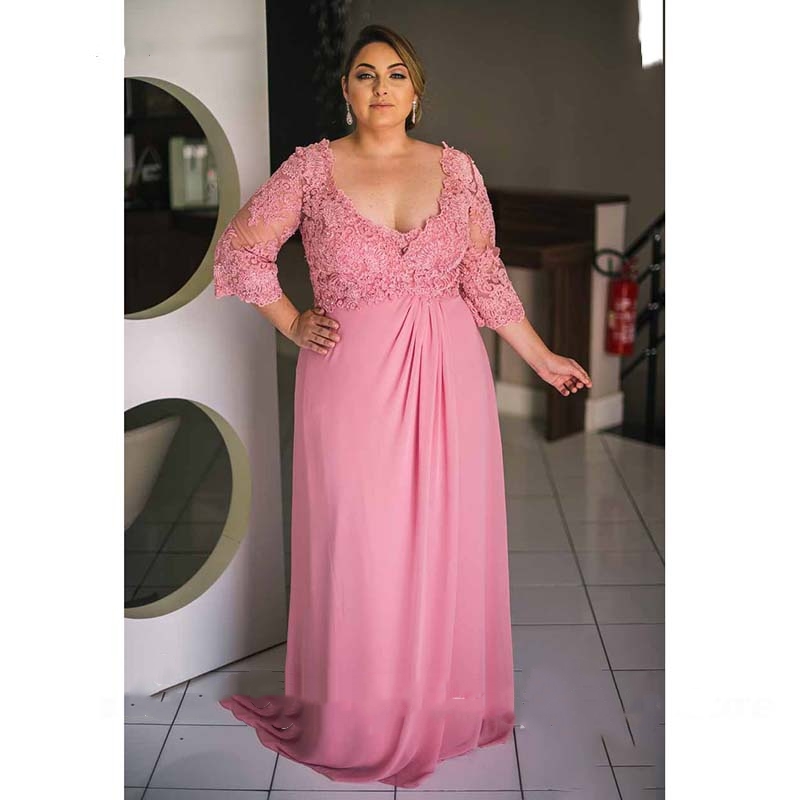 Plus Size Mother of the Bride Dresses 3/4 Long Sleeve Lace Appliques Chiffon Floor Length Column Women Formal Evening Gowns Wedding Party Custom Made
Plus Size Mother of the Bride Dresses 3/4 Long Sleeve Lace Appliques Chiffon Floor Length Column Women Formal Evening Gowns Wedding Party Custom Made