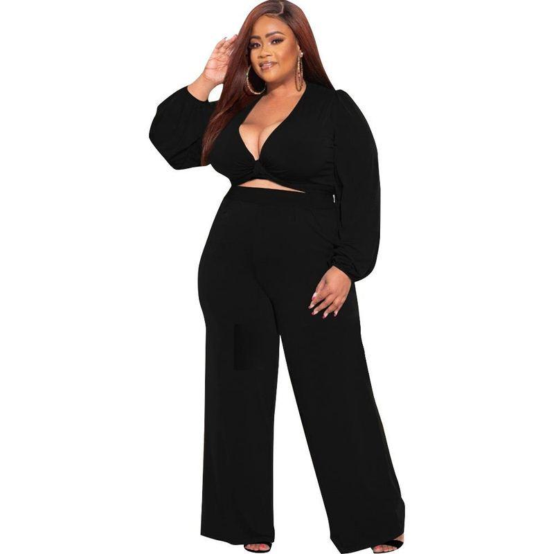 Women's Two Piece Pants Plus Size 2 Sets Womens Outfits V Collar Long Sleeve Crop Top 2piece Set Women Matching Loose 5XL 4XL 3XL, Black
Women's Two Piece Pants Plus Size 2 Sets Womens Outfits V Collar Long Sleeve Crop Top 2piece Set Women Matching Loose 5XL 4XL 3XL, Black