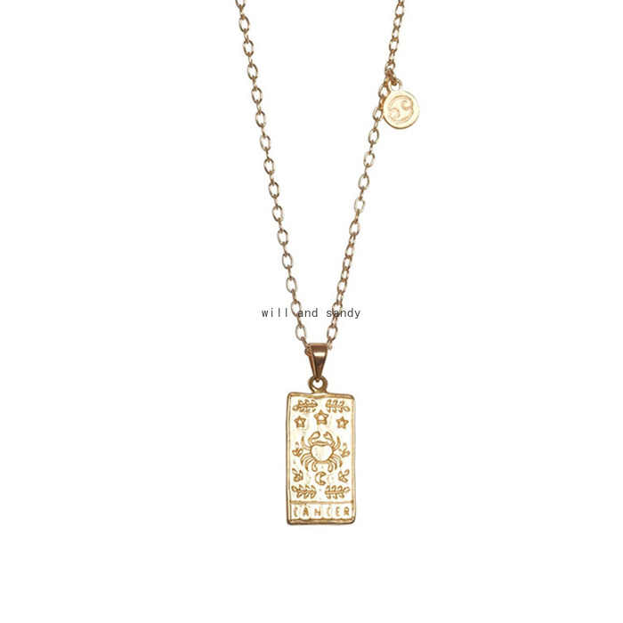 12 Zodiac Sign Tarot Necklace Gold Chain Leo Cancer Pendants Charm Star Sign Choker Astrology Necklaces for Women girls Fashion Jewelry Will and Sandy