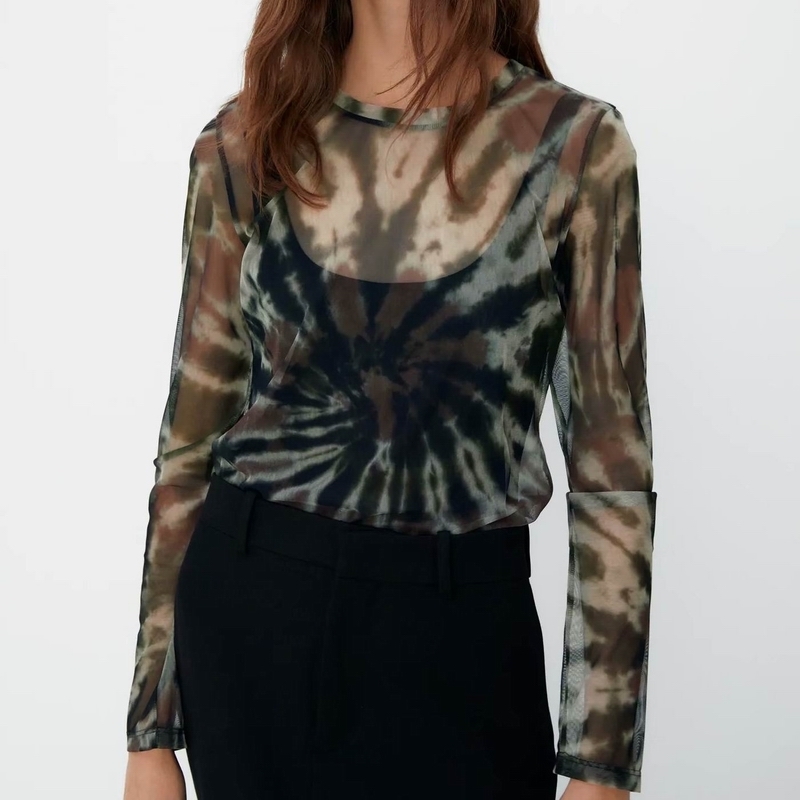 Transparent Women Blouse Autumn Fashion Vintage Tie Dyed Prints Long Sleeve O-Neck Pullover Top 210602, As photo
Transparent Women Blouse Autumn Fashion Vintage Tie Dyed Prints Long Sleeve O-Neck Pullover Top 210602, As photo