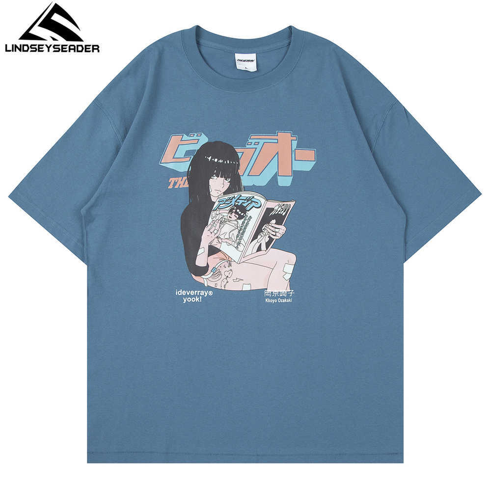 LINDSEY SEADER Men's Oversize Hip Hop T-Shirt Funny Anime Girl Print T Shirt Short Sleeve Tshirt Harajuku Cotton Casual Tops Tee 210629