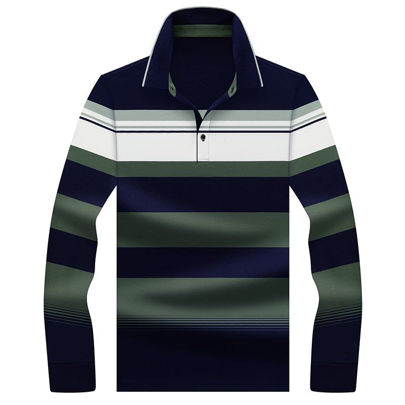 Men's Stripes contrast Polo Shirts Fashion Long sleeve Polos High Quality Mens Slim Fit Business Polo Shirt Male 8703 210308