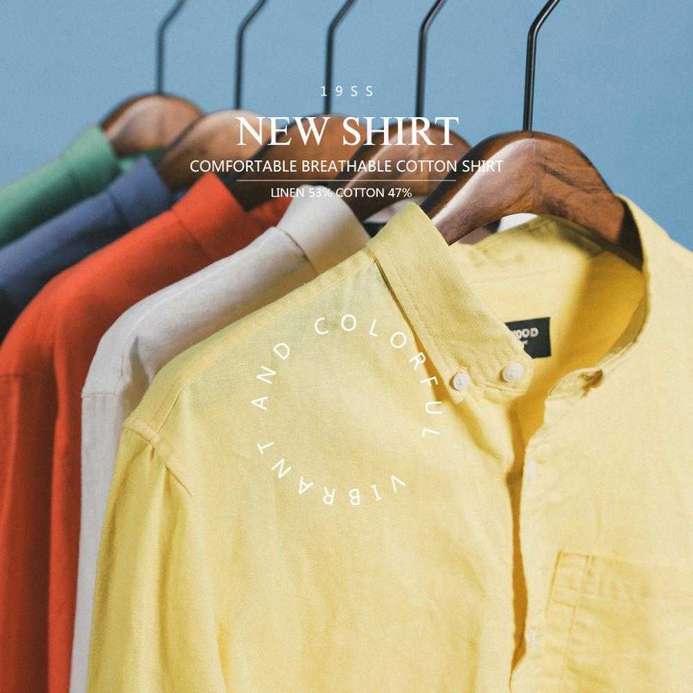 spring summer pure linen cotton shirts men cool Breathable classic basic shirt male high quality 190125 210708
