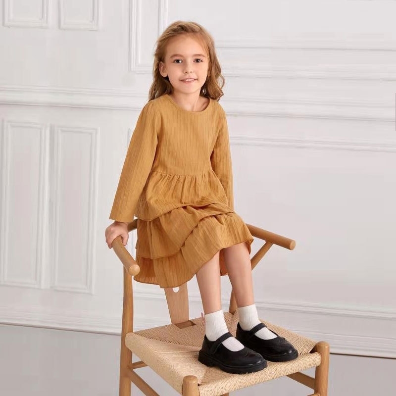 Princess 2021 spring autumn new cake long sleeve wear round neck solid color children's skirt middle and small, Orange
Princess 2021 spring autumn new cake long sleeve wear round neck solid color children's skirt middle and small, Orange