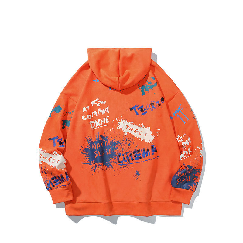 SingleRoad Mens Hoodies Men Harajuku Hip Hop Printed Oversized Fleece Japanese Streetwear Sweatshirt Male Orange Hoodie Men 201020