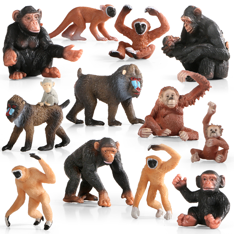 Wild Forest Animals Chimpanzee Family Mandrill Monkey Models Simulation Figurines Action Figures Toy Educational Kids Toys C0220