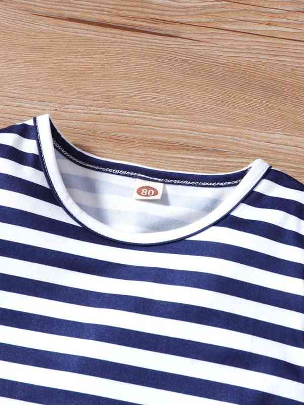 Baby Striped Lettuce Trim Tee & Cami Dress SHE